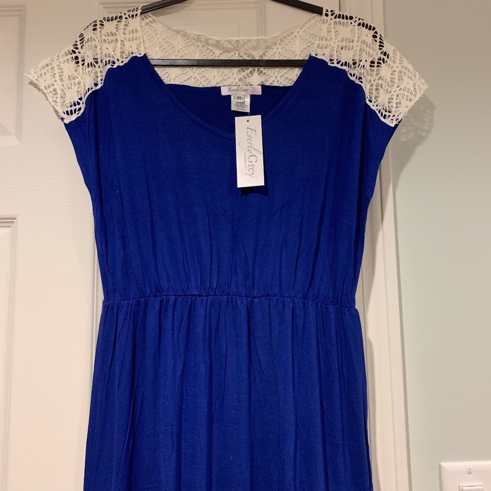 *HP* Sapphire Blue Maxi Dress with Crochet Accents - Picture 2 of 5